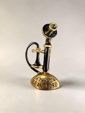 Vintage Brantford Black and Gold Telephone Brooch